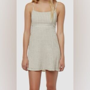 O’Neill Monica Checkered Cream & Black Mini Dress Size XS